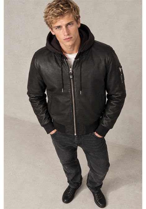Schott NYC Bomber MA-1 in Pelle d'Agnello Nero Uomo SCHOTT N.Y.C | Giubbotti | LCSPORTBLACK
